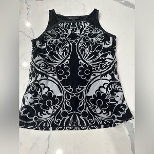 INC International Concepts black and white floral tank size small